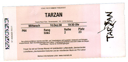 Tarzan Musical Ticket